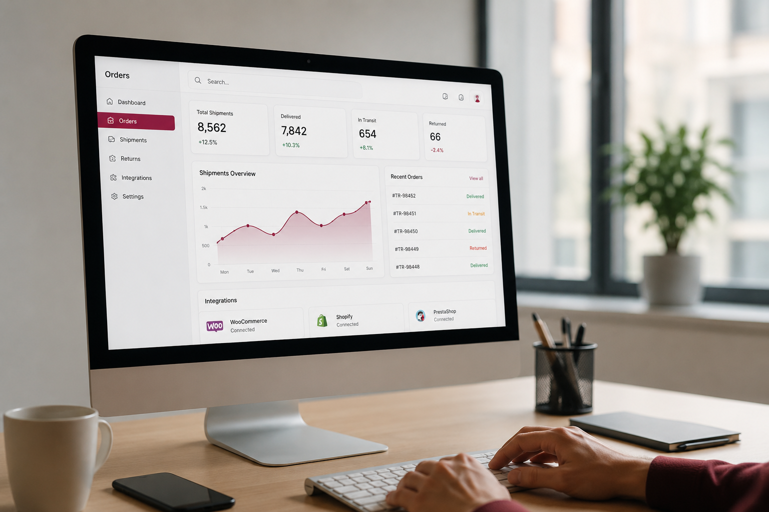 Écran d'ordinateur montrant un tableau de bord e-commerce